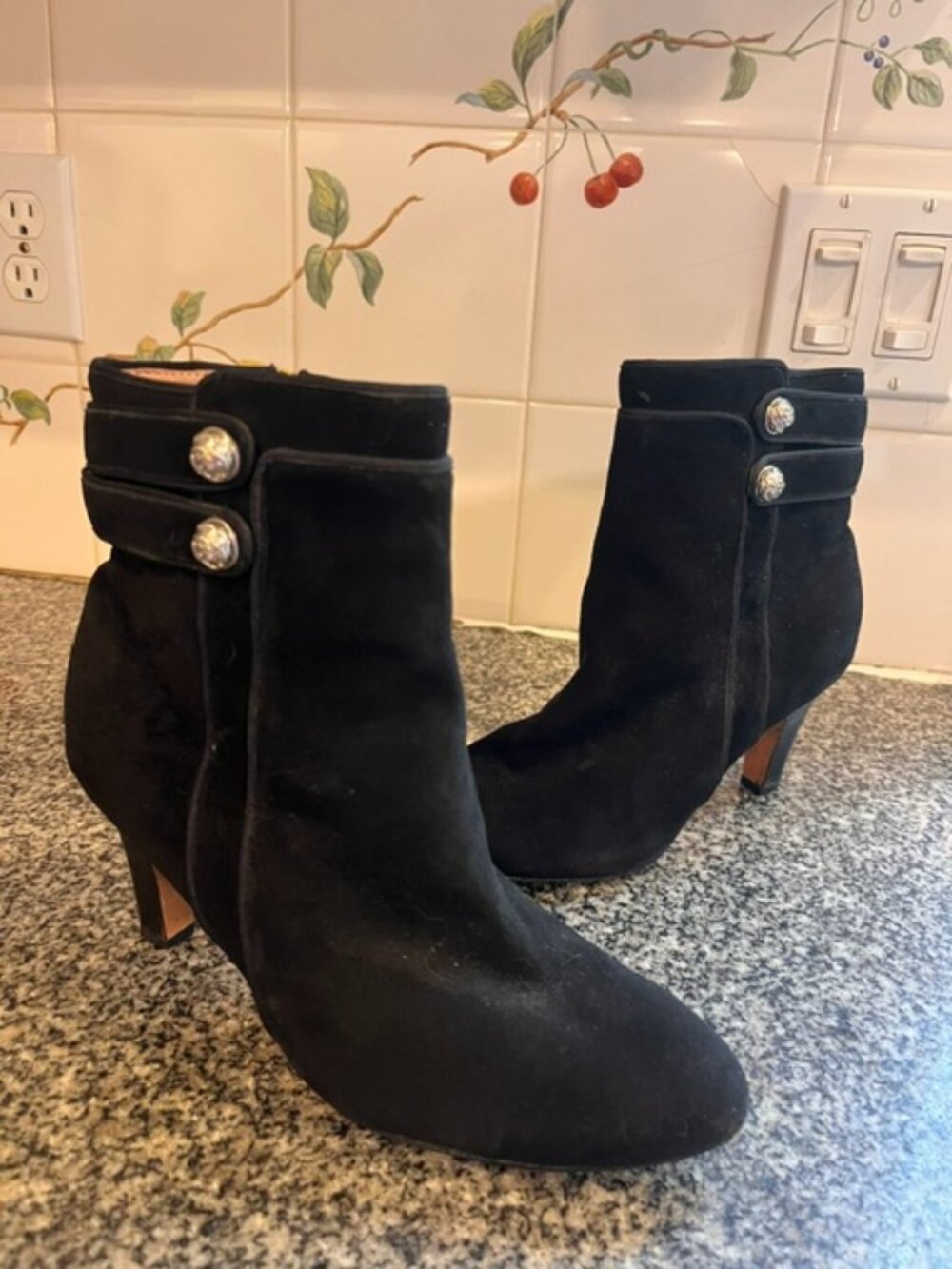 Taryn Rose Black velvety suede Booties Size 8m. Original Price. 349.
